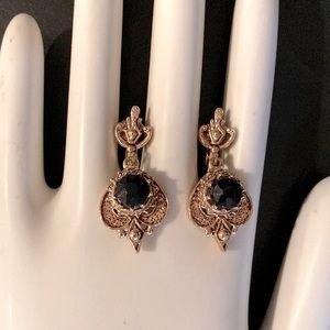 Gold tone lever back clip costume earrings